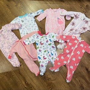 0-3 Month girl’s Pajama Bundle - 7 pieces